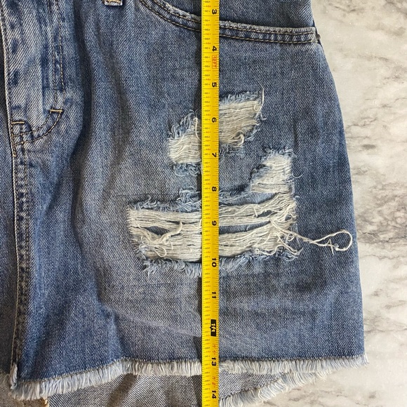 Distressed Denim Mini Skirt - Picture 4 of 6